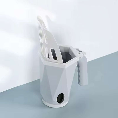 Grey Blufi cat litter box scoop with ergonomic handle for easy cleaning of pet litter boxes.