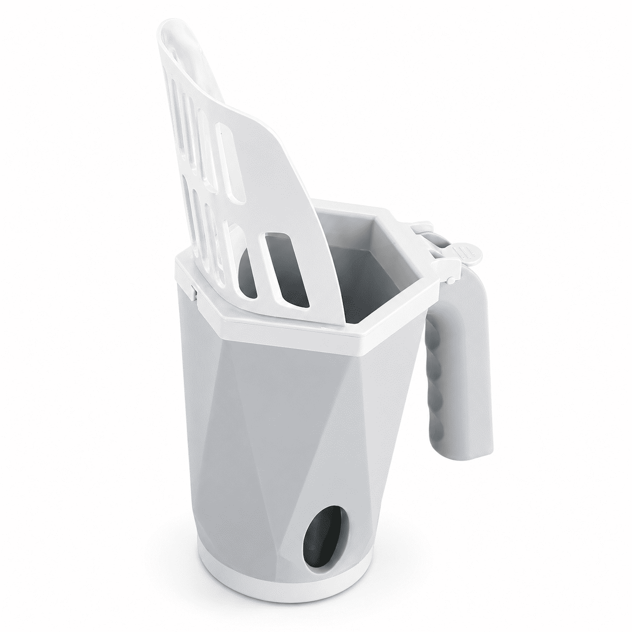 Grey Blufi cat litter box scoop, mess-free design for quick daily litter box cleaning.