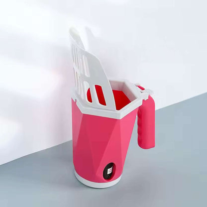 Pink Blufi cat litter box scoop with sturdy handle, designed for easy pet litter cleaning.