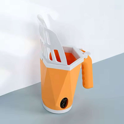 Orange Blufi cat litter box scoop, sturdy plastic scoop with handle for cleaning cat litter.