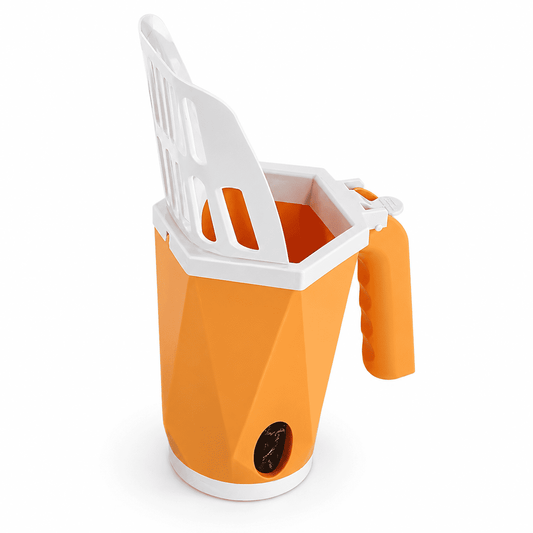 Orange Blufi cat litter box scoop from Shop Blufi, with a sturdy handle and scooping edge for easy litter cleaning.