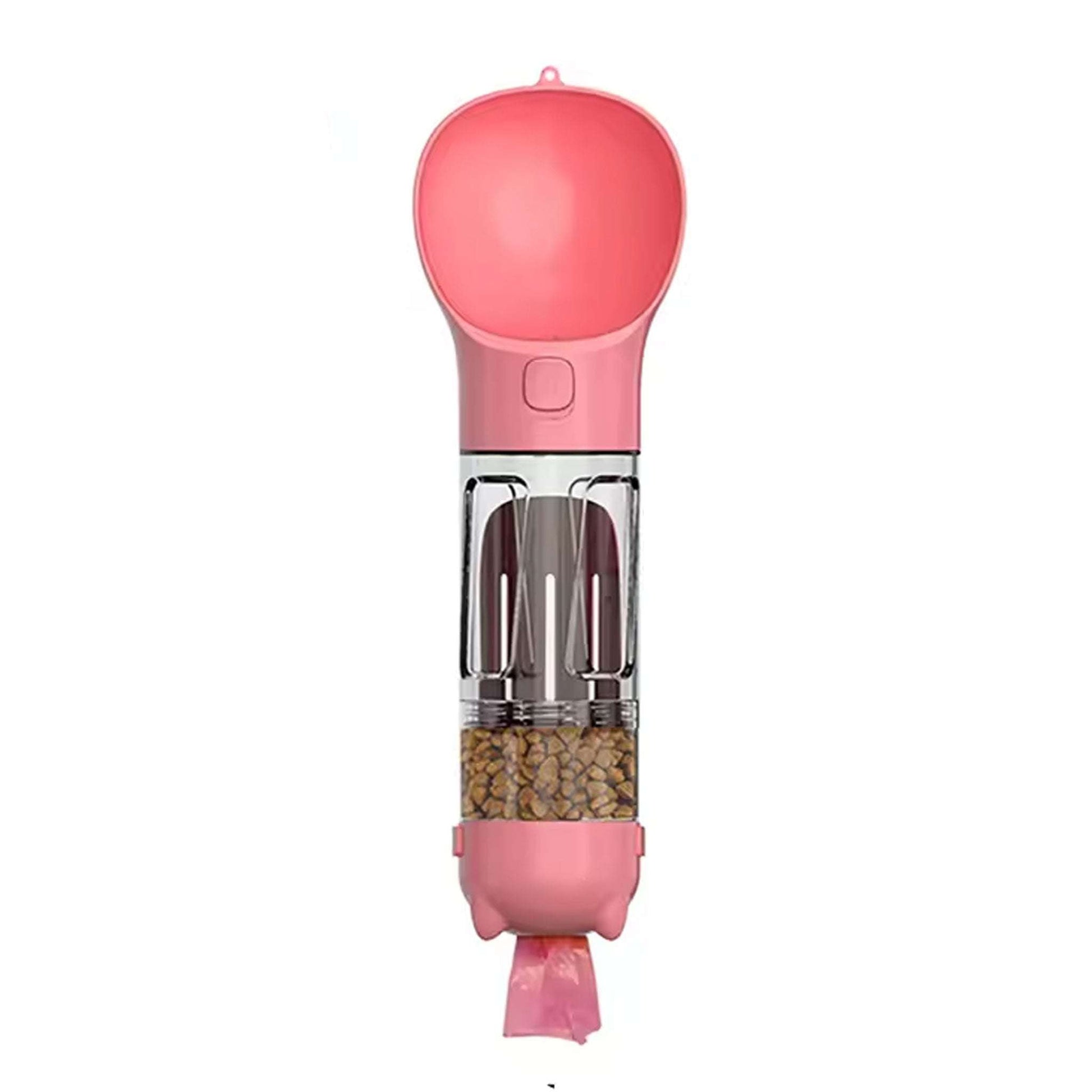 Pink Blufi portable dog water bottle with 300ml capacity, designed for pet hydration on the go, part of Shop Blufi pet accessories.