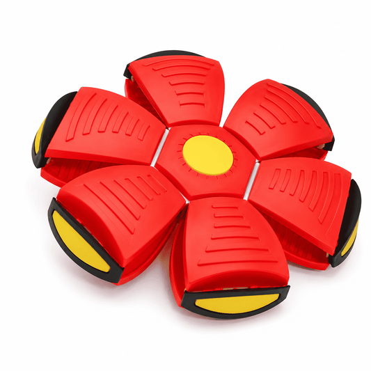 Red Blufi dog frisbee from Shop Blufi, a durable pet accessory for outdoor play and fetch with dogs.